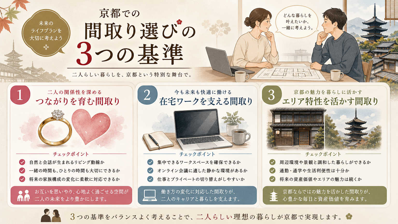 京都で二人暮らしの間取りを選ぶときのポイント